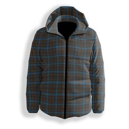 ScotsTee Shop Scottish Hanna of Leith yellow line Premium Tartan Down Jacket Winter White Duck Down Plaid