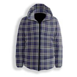 ScotsTee Shop Scottish McPherson Dress Blue Premium Tartan Down Jacket Winter White Duck Down Plaid