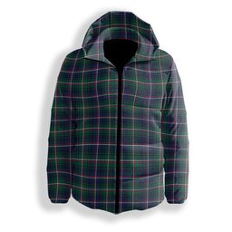 ScotsTee Shop Scottish Shaw of Carolina Modern Premium Tartan Down Jacket Winter White Duck Down Plaid