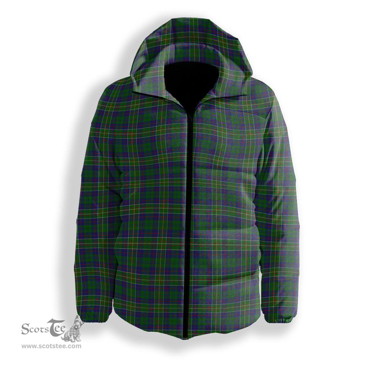 ScotsTee Shop Scottish Hunter of Hunterston Premium Tartan Down Jacket Winter White Duck Down Plaid
