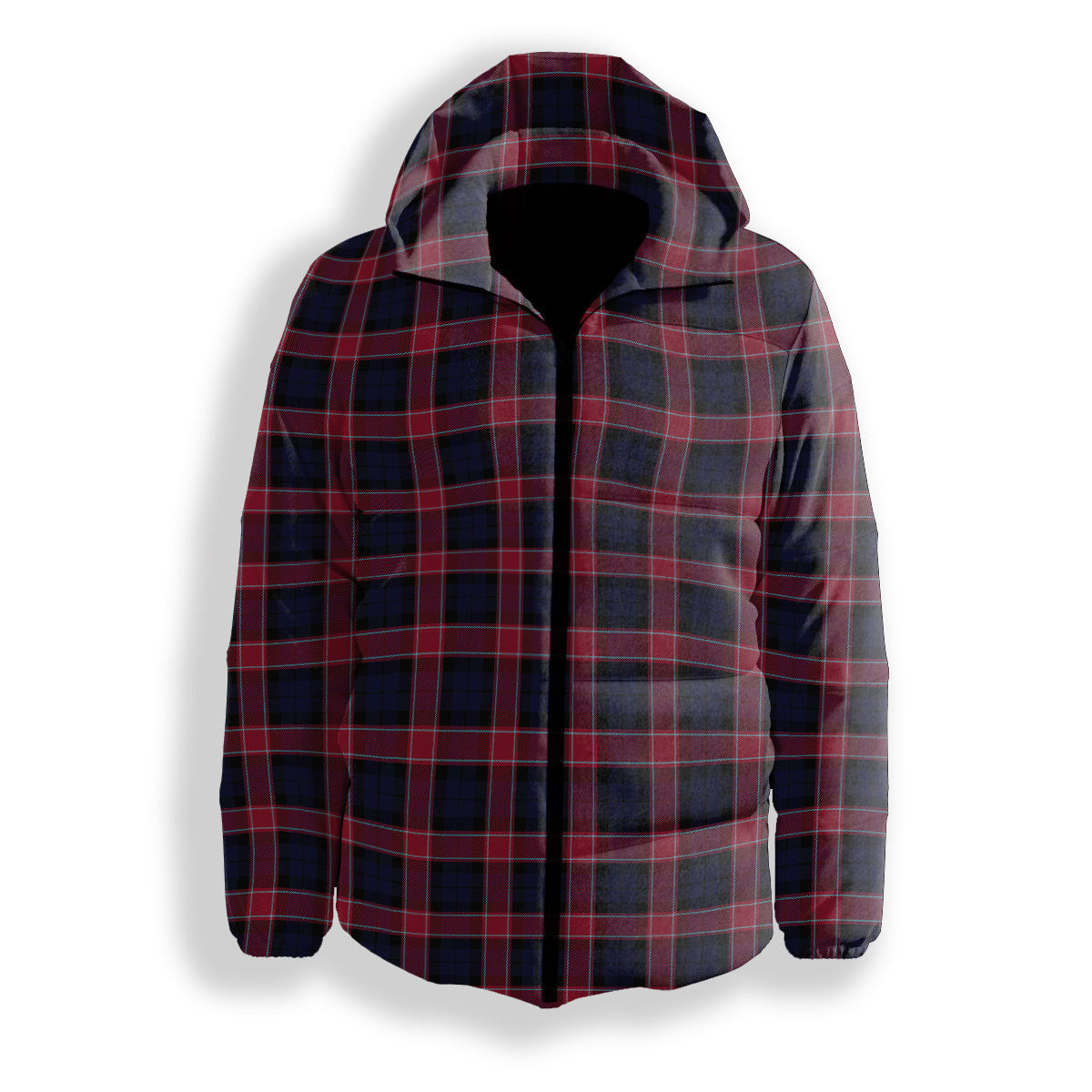ScotsTee Shop Scottish Graham of Menteith Red Modern Premium Tartan Down Jacket Winter White Duck Down Plaid