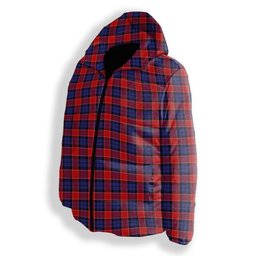 ScotsTee Shop Scottish Graham of Menteith Red Premium Tartan Down Jacket Winter White Duck Down Plaid
