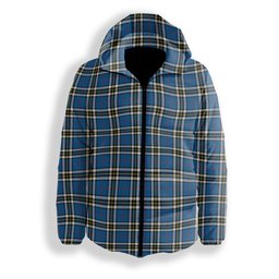 ScotsTee Shop Scottish Thompson Dress Blue Modern Premium Tartan Down Jacket Winter White Duck Down Plaid