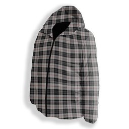 ScotsTee Shop Scottish MacPherson of Cluny Black and White Premium Tartan Down Jacket Winter White Duck Down Plaid
