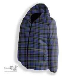 ScotsTee Shop Scottish Lang of Sherbrooke Modern Clan Premium Tartan Down Jacket Winter White Duck Down Plaid