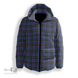 ScotsTee Shop Scottish Lang of Sherbrooke Modern Clan Premium Tartan Down Jacket Winter White Duck Down Plaid