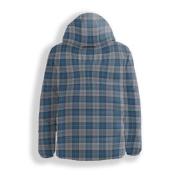 ScotsTee Shop Scottish Menzies Dress Blue and White Premium Tartan Down Jacket Winter White Duck Down Plaid