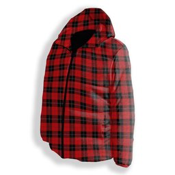 ScotsTee Shop Scottish Ramsay of Dalhousie (Ramsay Red) Modern Premium Tartan Down Jacket Winter White Duck Down Plaid