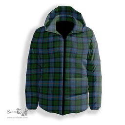 ScotsTee Shop Scottish MacNeil of Barra Chief Premium Tartan Down Jacket Winter White Duck Down Plaid