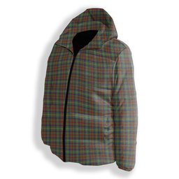 ScotsTee Shop Scottish Shaw Green Modern Premium Tartan Down Jacket Winter White Duck Down Plaid