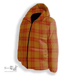 ScotsTee Shop Scottish McMillan Dress Ancient Premium Tartan Down Jacket Winter White Duck Down Plaid