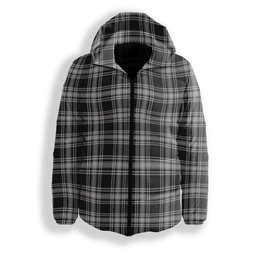 ScotsTee Shop Scottish Menzies Black and White Premium Tartan Down Jacket Winter White Duck Down Plaid