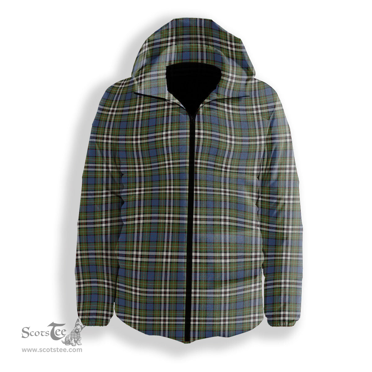 ScotsTee Shop Scottish McDonell of Glengarry Dress Ancient Premium Tartan Down Jacket Winter White Duck Down Plaid
