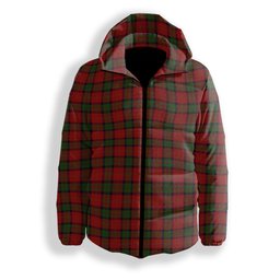 ScotsTee Shop Scottish McPherson of Cluny Premium Tartan Down Jacket Winter White Duck Down Plaid