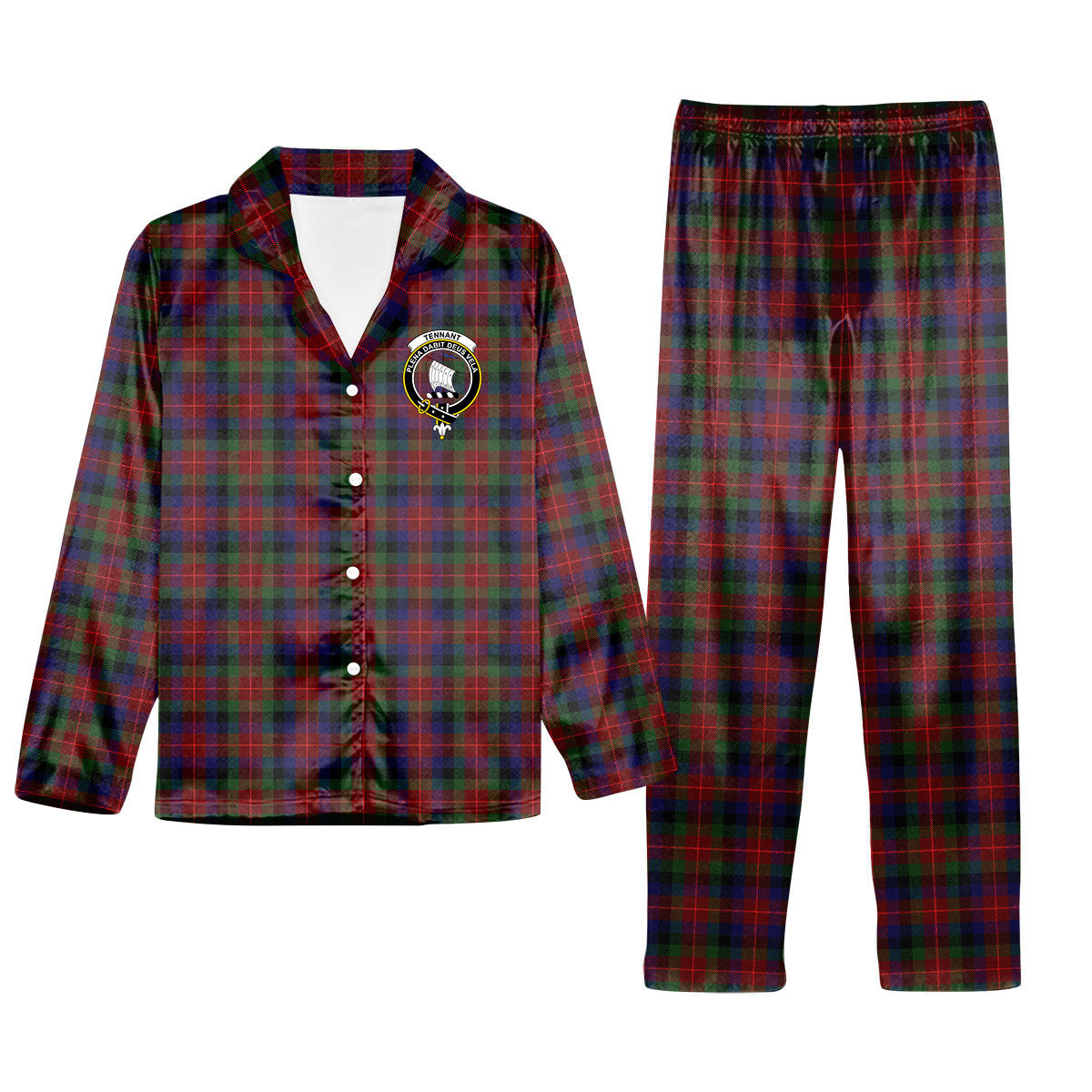 ScotsTee Shop Scottish Tennant SC Crest Tartan Pajama Satin Velvet Flannel Pajama Set