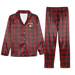 ScotsTee Shop Scottish Stewart of Appin Modern Clan Crest Tartan Pajama Satin Velvet Flannel Pajama Set