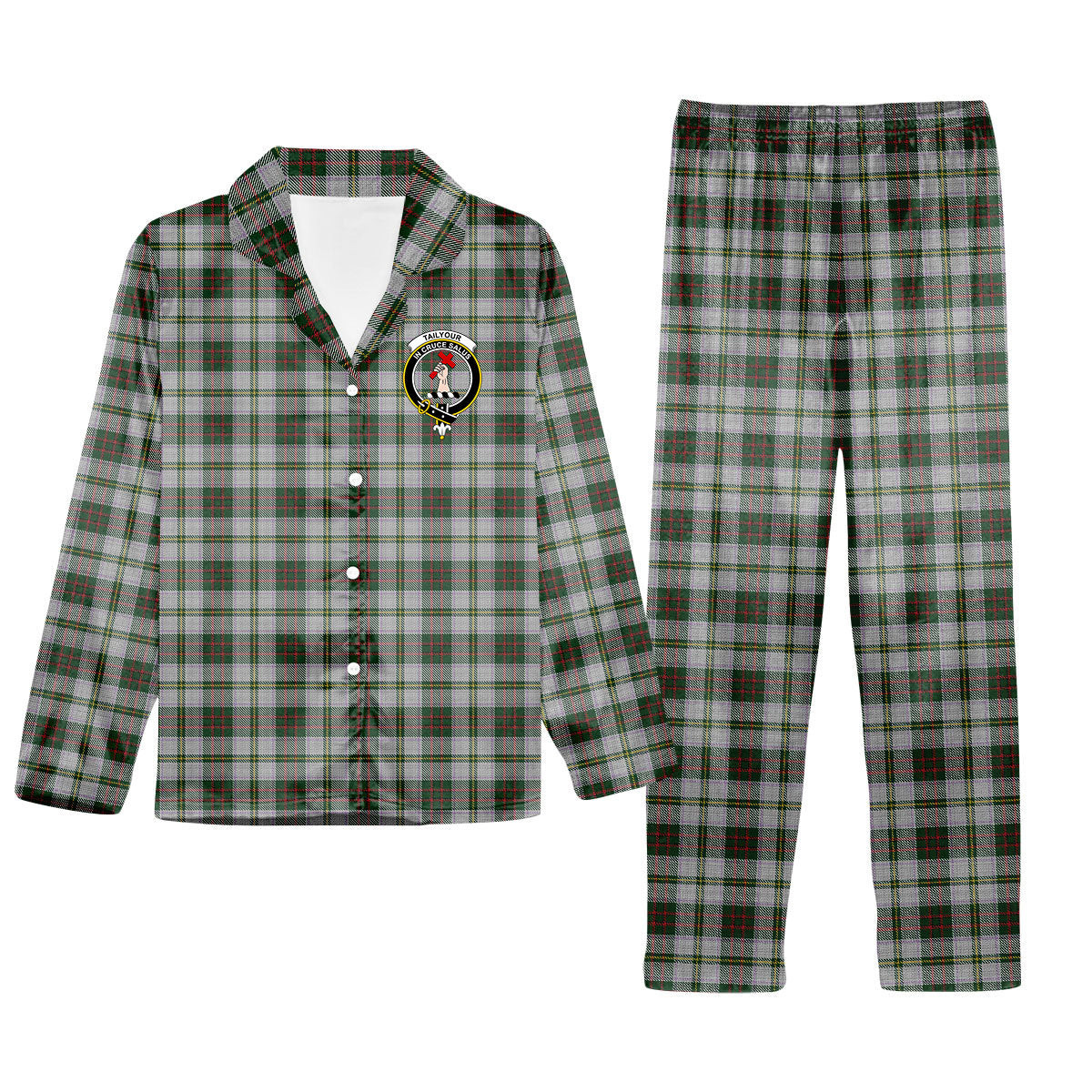 ScotsTee Shop Scottish Tailyour Dress 2 Crest Tartan Pajama Satin Velvet Flannel Pajama Set