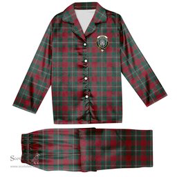 ScotsTee Shop Scottish Strang Modern Crest Tartan Pajama Satin Velvet Flannel Pajama Set