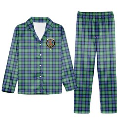 ScotsTee Shop Scottish Sutherland Ancient Crest Tartan Pajama Satin Velvet Flannel Pajama Set