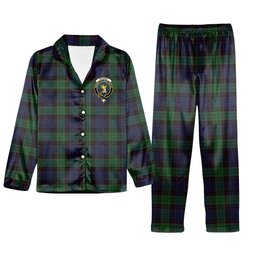 ScotsTee Shop Scottish Stewart Old Crest Tartan Pajama Satin Velvet Flannel Pajama Set
