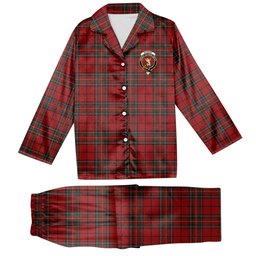 ScotsTee Shop Scottish Stewart of Galloway VS Crest Tartan Pajama Satin Velvet Flannel Pajama Set