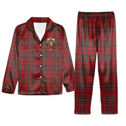 ScotsTee Shop Scottish Stewart of Galloway VS Crest Tartan Pajama Satin Velvet Flannel Pajama Set