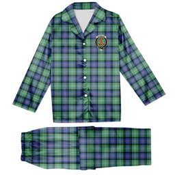 ScotsTee Shop Scottish Sutherland Old Ancient SC Crest Tartan Pajama Satin Velvet Flannel Pajama Set
