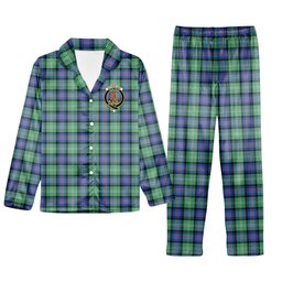 ScotsTee Shop Scottish Sutherland Old Ancient SC Crest Tartan Pajama Satin Velvet Flannel Pajama Set