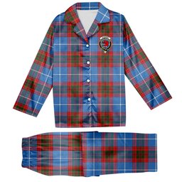 ScotsTee Shop Scottish Sydserf Crest Tartan Pajama Satin Velvet Flannel Pajama Set