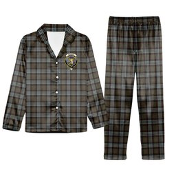ScotsTee Shop Scottish Stewart Old Weathered Crest Tartan Pajama Satin Velvet Flannel Pajama Set