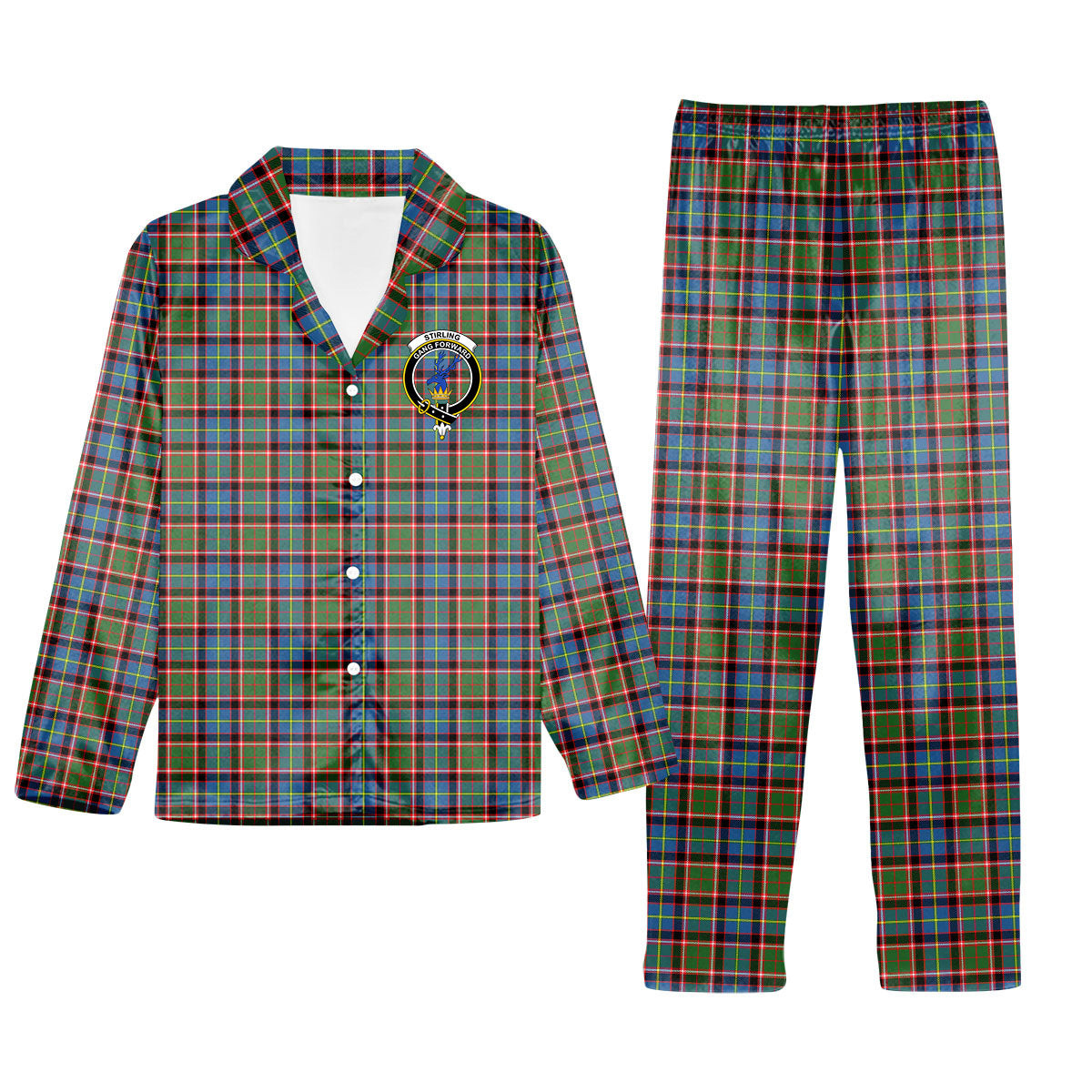 ScotsTee Shop Scottish Stirling SC Crest Tartan Pajama Satin Velvet Flannel Pajama Set