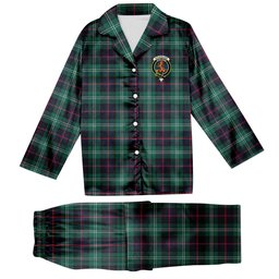ScotsTee Shop Scottish Sutherland Old Modern Crest Tartan Pajama Satin Velvet Flannel Pajama Set