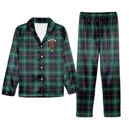 ScotsTee Shop Scottish Sutherland Old Modern Crest Tartan Pajama Satin Velvet Flannel Pajama Set