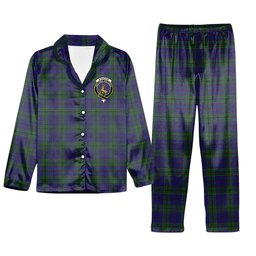 ScotsTee Shop Scottish Strachan Crest Tartan Pajama Satin Velvet Flannel Pajama Set