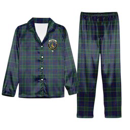 ScotsTee Shop Scottish Strachan Modern Crest Tartan Pajama Satin Velvet Flannel Pajama Set