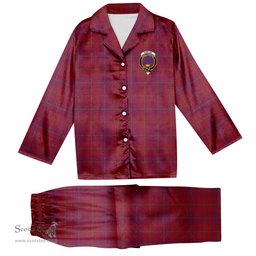 ScotsTee Shop Scottish Stirling of Keir Modern Crest Tartan Pajama Satin Velvet Flannel Pajama Set