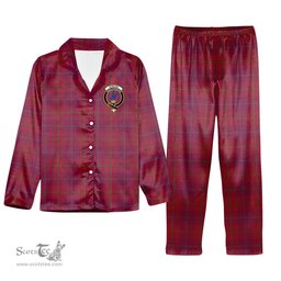 ScotsTee Shop Scottish Stirling of Keir Modern Crest Tartan Pajama Satin Velvet Flannel Pajama Set