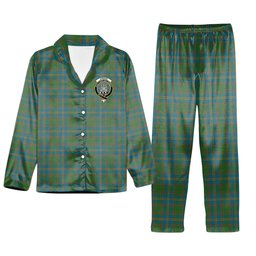ScotsTee Shop Scottish Strang of Balkaskie Ancient Crest Tartan Pajama Satin Velvet Flannel Pajama Set