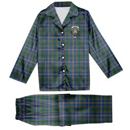 ScotsTee Shop Scottish Strang of Balkaskie Modern Crest Tartan Pajama Satin Velvet Flannel Pajama Set