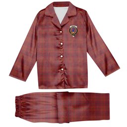 ScotsTee Shop Scottish Stirling of Keir Ancient Crest Tartan Pajama Satin Velvet Flannel Pajama Set