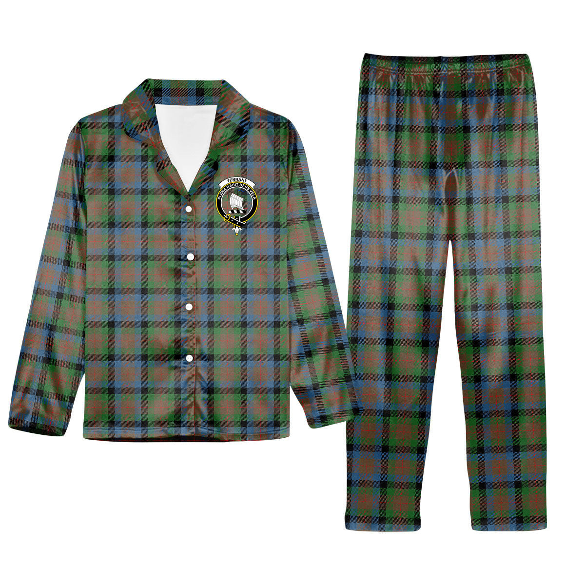 ScotsTee Shop Scottish Tennant Ancient Crest Tartan Pajama Satin Velvet Flannel Pajama Set