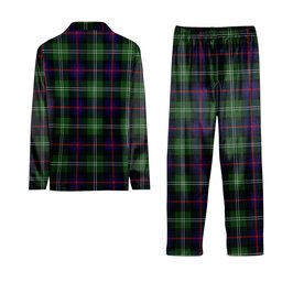 ScotsTee Shop Scottish Sutherland Modern Crest Tartan Pajama Satin Velvet Flannel Pajama Set