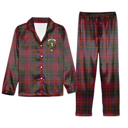 ScotsTee Shop Scottish Stewart of Urrard Crest Tartan Pajama Satin Velvet Flannel Pajama Set