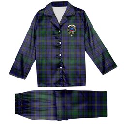 ScotsTee Shop Scottish Weir Modern Crest Tartan Pajama Satin Velvet Flannel Pajama Set