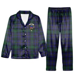 ScotsTee Shop Scottish Weir Modern Crest Tartan Pajama Satin Velvet Flannel Pajama Set
