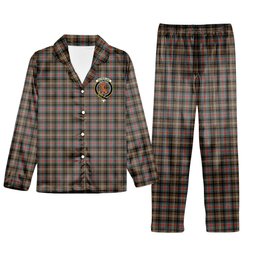 ScotsTee Shop Scottish Sutherland Weathered Crest Tartan Pajama Satin Velvet Flannel Pajama Set