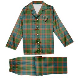 ScotsTee Shop Scottish Stephenson Old Ancient Crest Tartan Pajama Satin Velvet Flannel Pajama Set