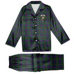 ScotsTee Shop Scottish Wood Crest Tartan Pajama Satin Velvet Flannel Pajama Set