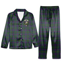 ScotsTee Shop Scottish Wood Crest Tartan Pajama Satin Velvet Flannel Pajama Set