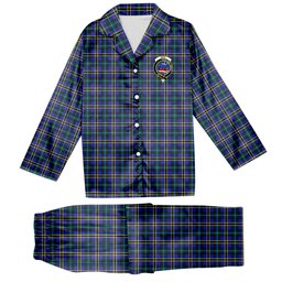 ScotsTee Shop Scottish Weir Modern SC Crest Tartan Pajama Satin Velvet Flannel Pajama Set